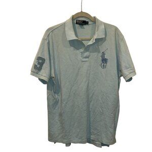 polo ralph lauren sky blue large pony 3 pique cotton shirt short …